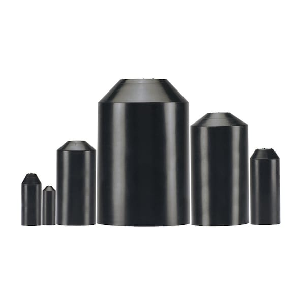 Heat Shrink End Cap, 2.5:1 I.D. Shrink Ratio, Black, 3.54 in, 5 PK